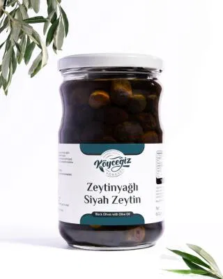 Köyceğiz Yöresel Sofralık Gemlik Siyah Zeytin 600 G Cam Kavanoz